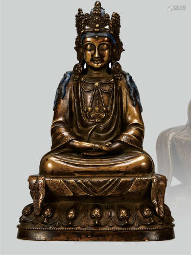 藏传合金铜汉式观音 甘肃资深佛学藏家提供