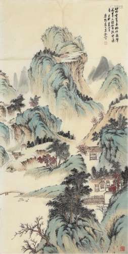 吴徵款 山水 画心