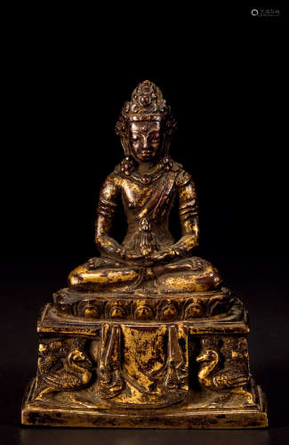 西藏18世紀銅鍍金佛像