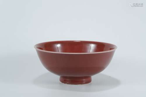 清晚期 紅釉碗