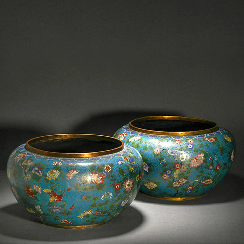 Qing Dynasty,Cloisonne Flower Jars ( a Pair )