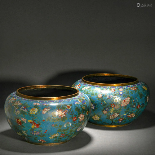 Qing Dynasty,Cloisonne Flower Jars ( a Pair )