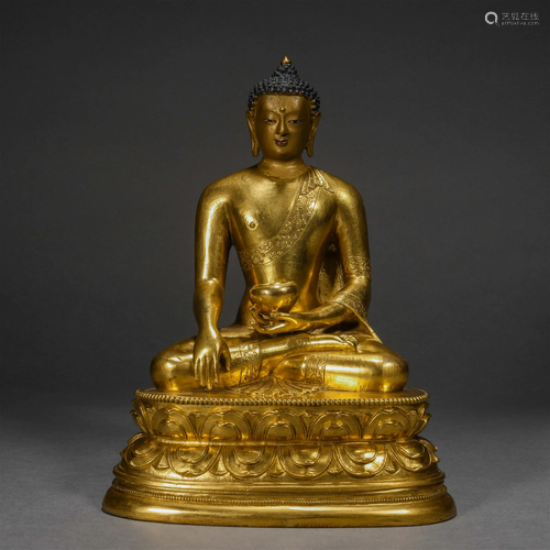 Qing Dynasty,Bronze Gilt Medicine Buddha Statue