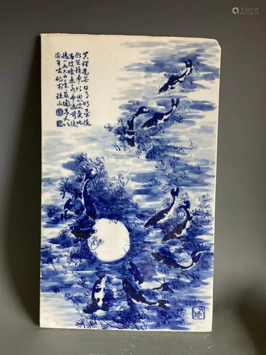 Qing Dynasty, Blue and White Porcelain Plate Painting