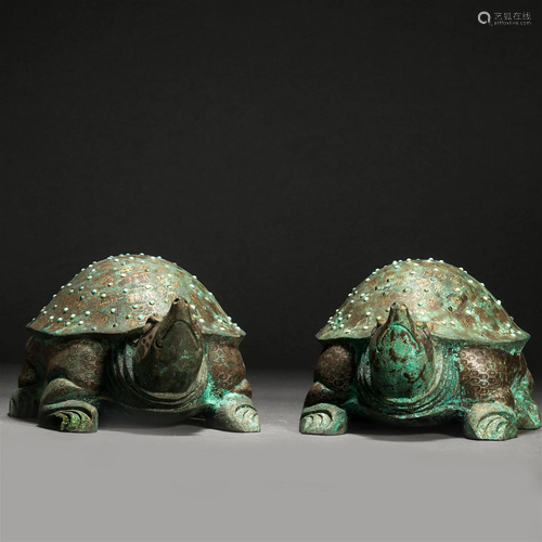 Han Dynasty,Inlaid Gold and Silver Turtle Ornaments