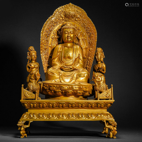 Qing Dynasty,Gilt Buddhist Trinity