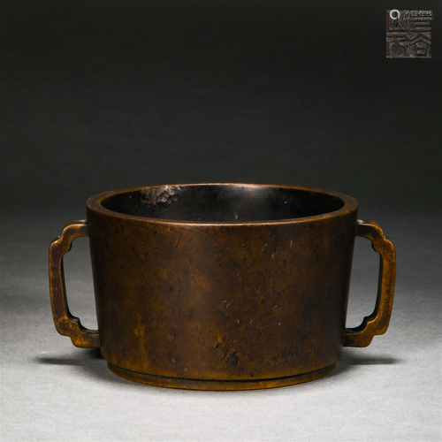 Ming Dynasty,Copper Binaural Furnace