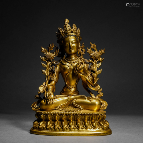Qing Dynasty, Gilt Tara Statue
