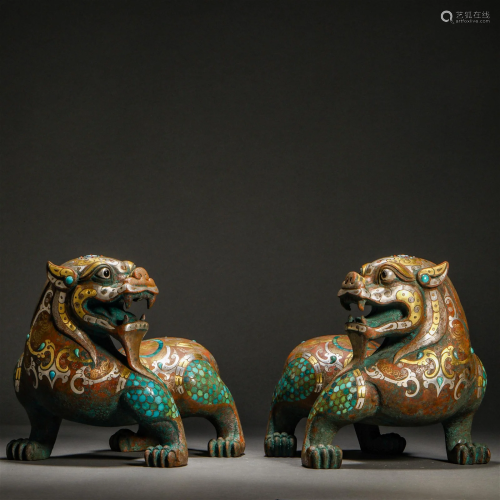 Han Dynasty,Inlaid Gold and Silver Beast Ornaments