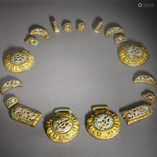Liao Dynasty, Hetian Jade Gilt Belt