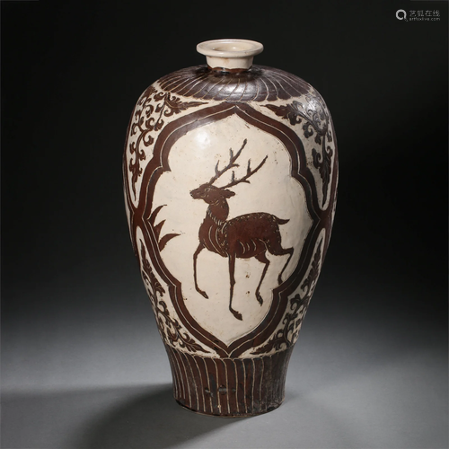 Northern Song Dynasty, Cizhou Kiln Rust Flower Deer Pattern ...