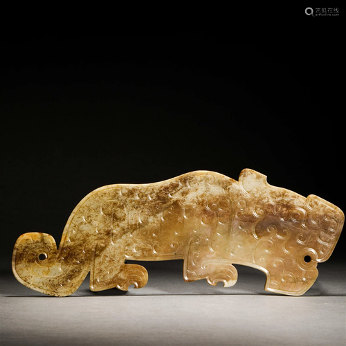 Han Dynasty,Hetian Jade Tiger-Shaped Wall