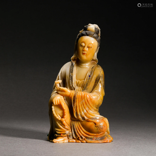 Qing Dynasty, Shoushan Field-Yellow Stone Character Ornament