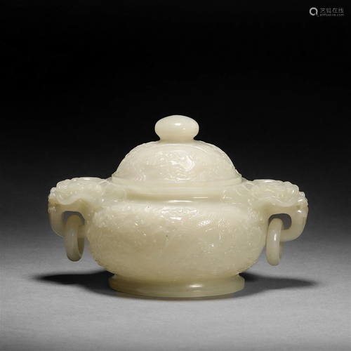 Qing Dynasty,Hetian Jade Beast Pattern Furnace