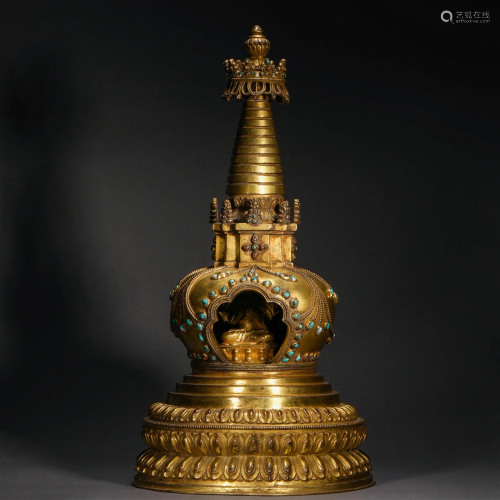Qing Dynasty,Bronze Gilt Stupa