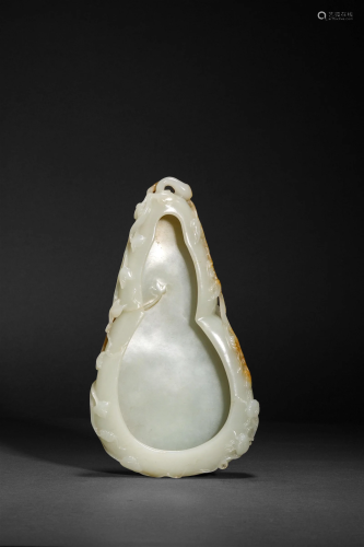 Qing Dynasty,Hetian Jade Flower Gourd Pen Washing