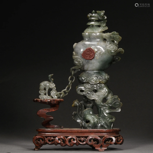 Qing Dynasty,Hetian Jade Shanzi Ornament