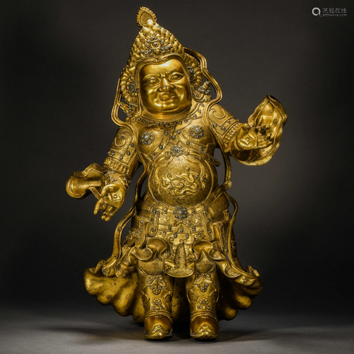 Ming Dyna sty,Gilt Heavenly King Statue