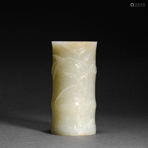 Qing Dynasty,Hetian Jade Bamboo Pattern Jade Sect ion