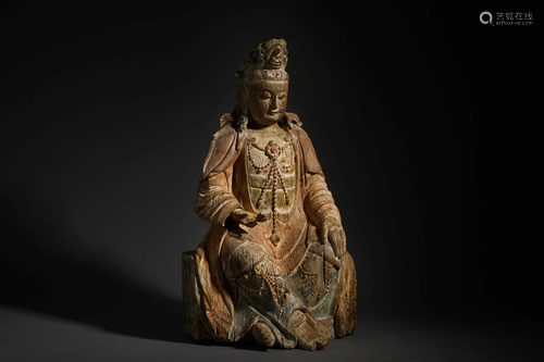 Song Dynasty,Wooden Avalokitesvara Sitting Statue