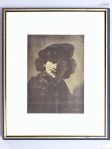 1910 伦勃朗∣戴鹅绒贝雷帽的自画像  版画 纸本gravure凹版版画