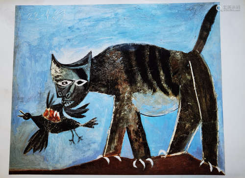 1993年 毕加索∣Cat catching Bird 抓小鸟的猫 孤品 版画 纸本胶版...