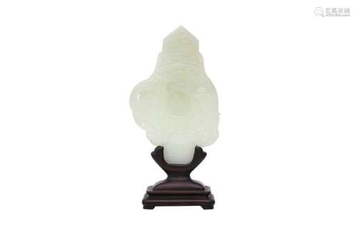 A CHINESE PALE CELADON JADE PLAQUE