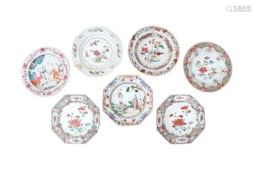 SEVEN CHINESE FAMILLE ROSE DISHES. Qing Dynasty