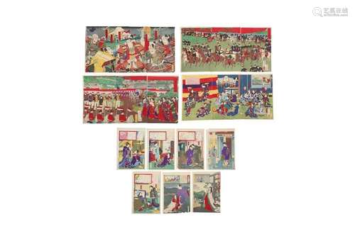 A COLLECTION OF JAPANESE WOODBLOCK PRINTS AND KACHOGA PAINTI...