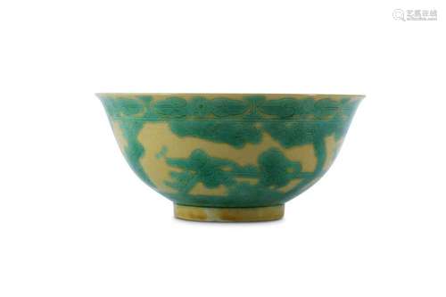 A CHINESE GREEN AND YELLOW-ENAMELLED 'BOYS' BOWL. The flared...