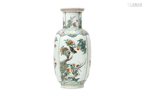 A CHINESE FAMILLE VERTE QUADRILOBED VASE. The lobed body sup...