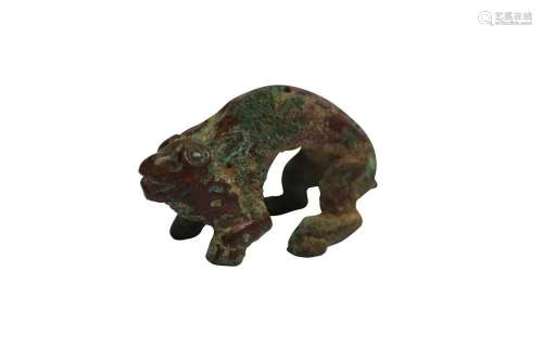 A SMALL CHINESE BRONZE MODEL OF AN ANIMAL