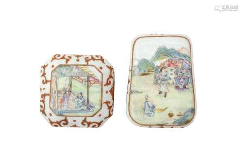 TWO CHINESE FAMILLE ROSE SEAL PASTE BOXES