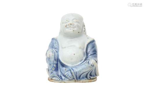 A CHINESE BISCUIT FIGURE OF BUDAI HESHANG