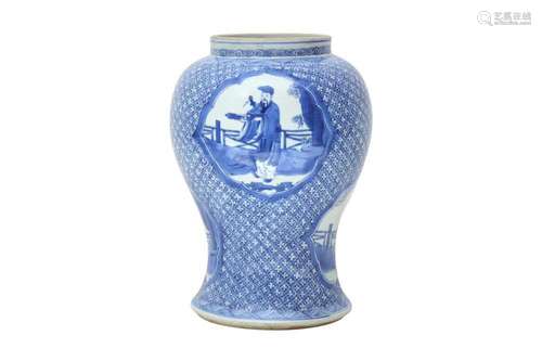 A CHINESE BLUE AND WHITE 'IMMORTALS' VASE