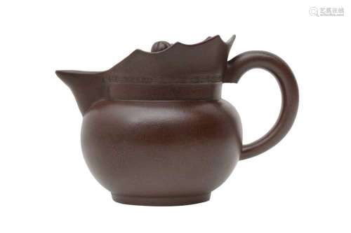 A CHINESE YIXING ZISHA 'MONK'S CAP' EWER AND COVER