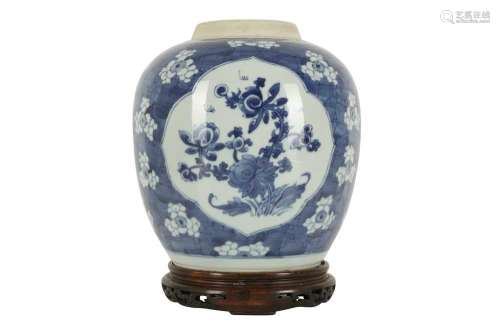 A CHINESE BLUE AND WHITE 'FLORAL' JAR