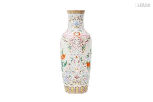 A CHINESE FAMILLE ROSE 'CHRYSANTHEMUM AND PEONY' VASE