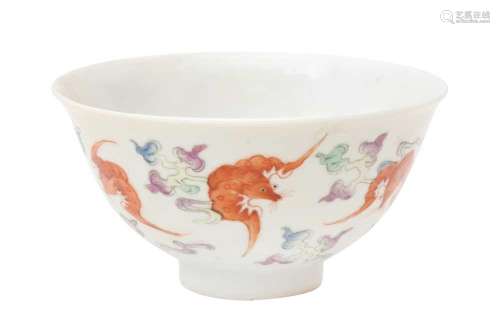 A CHINESE FAMILLE ROSE 'BAT' BOWL