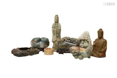 EIGHT CHINESE JADE CARVINGS