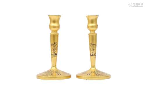 A PAIR OF CHINESE FUJANESE GILT-LACQUER CANDLESTICKS