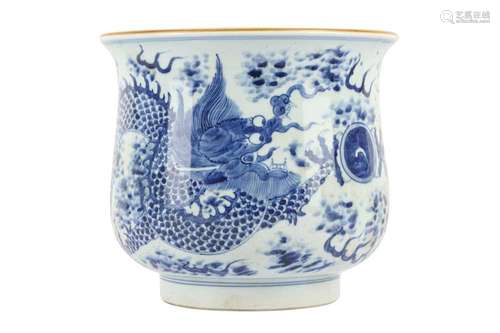 A CHINESE BLUE AND WHITE 'DRAGON' INCENSE BURNER