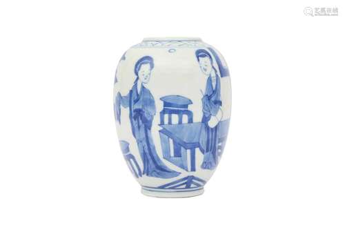 A CHINESE BLUE AND WHITE 'LADIES' JAR