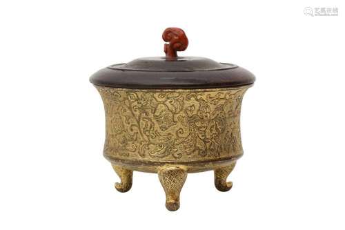 A CHINESE GILT-BRONZE INCENSE BURNER