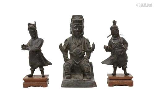 THREE CHINESE BRONZE FIGURES