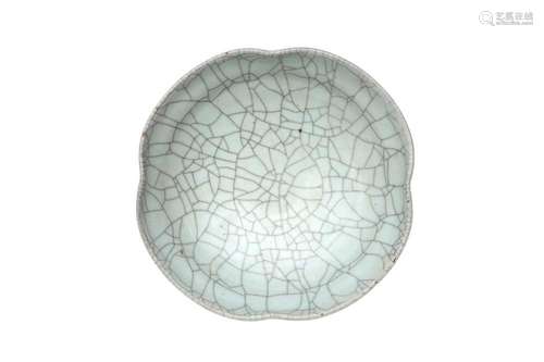 A CHINESE CRACKLE-GLAZED FOLIATE DISH