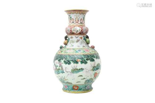 A CHINESE FAMILLE ROSE 'THREE GOATS' VASE