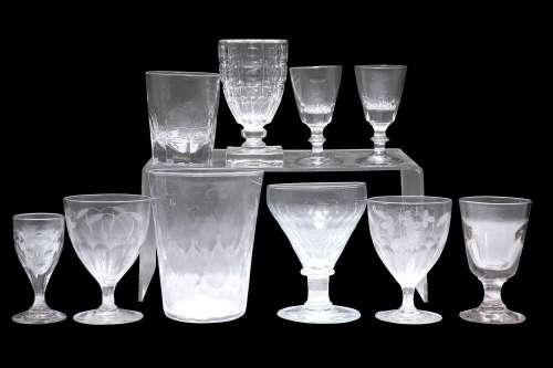 NINE VARIOUS 19TH CENTURY DRINKING GLASSES