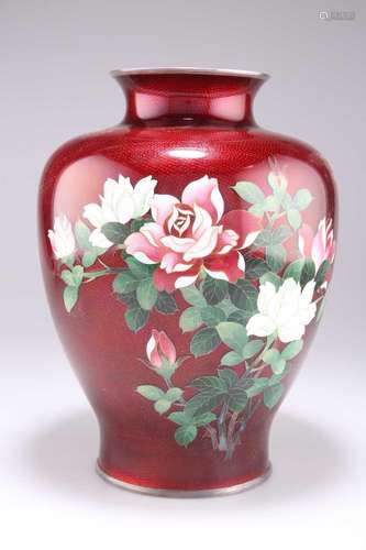 A JAPANESE LARGE GINBARI CLOISONNÉ VASE