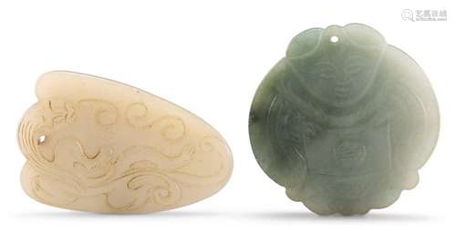 TWO JADE PENDANT PLAQUES